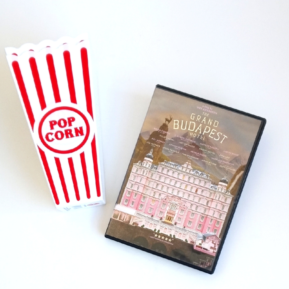 The Grand Budapest Hotel DVD Movie & 2 New Popcorn Containers Adrien Brody